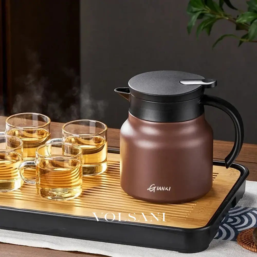 Insulated Teapot with Built-In Infuser Loose Leaf Tea & Coffee Pot Ceramic Lined Stainless Steel 2 Colors 800ml
