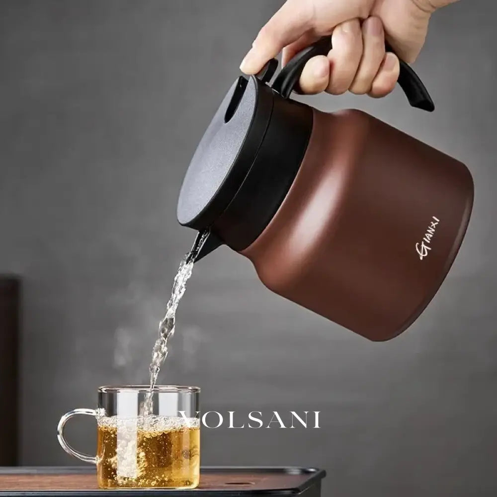 Insulated Teapot with Built-In Infuser Loose Leaf Tea & Coffee Pot Ceramic Lined Stainless Steel 2 Colors 800ml