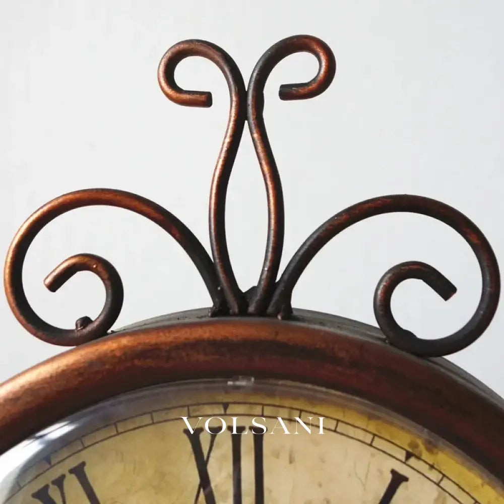 Iron Desk Clock with Antique Finish Retro Living Room & Office Table Clock Silent Movement Brown or White 11in - Decor
