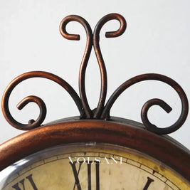 Iron Desk Clock with Antique Finish Retro Living Room & Office Table Clock Silent Movement Brown or White 11in - Decor
