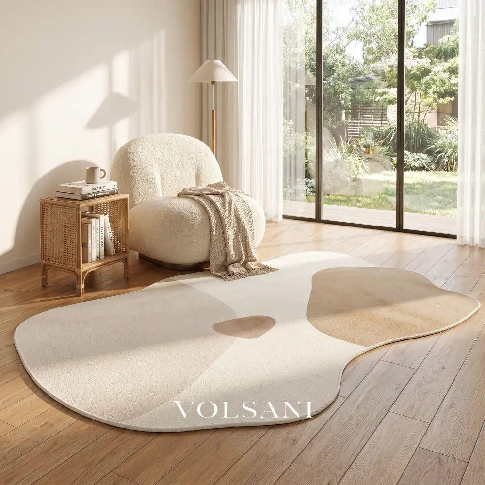 Irregular Plush Area Rug with Pebble Shape Washable Living Room & Bedroom Rug Non Slip Backing 7 Palettes 31-118in