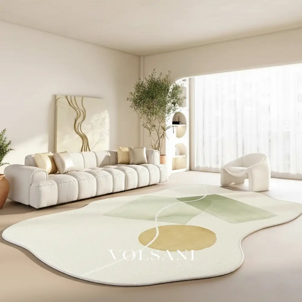 Irregular Plush Area Rug with Pebble Shape Washable Living Room & Bedroom Rug Non Slip Backing 7 Palettes 31-118in