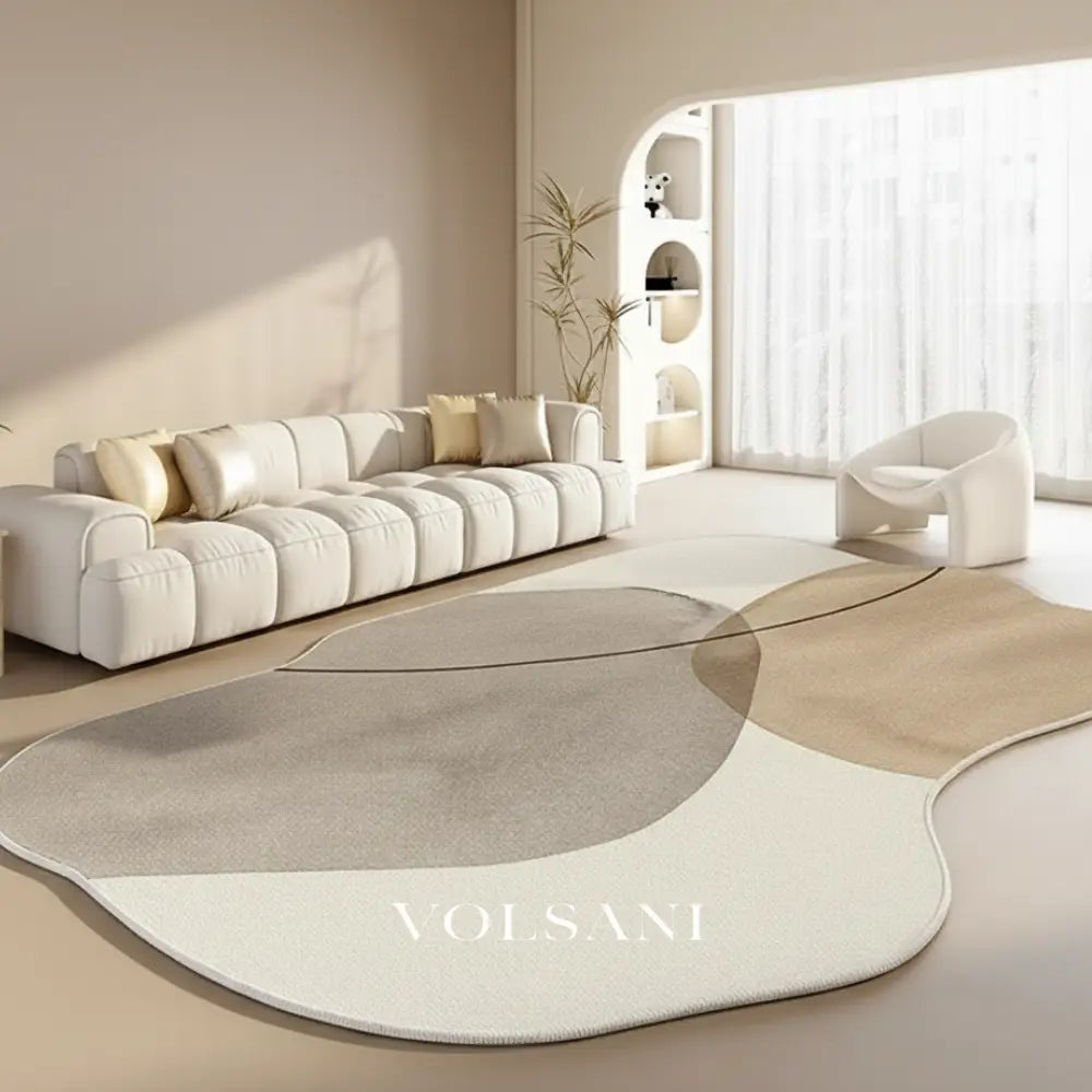 Irregular Plush Area Rug with Pebble Shape Washable Living Room & Bedroom Rug Non Slip Backing 7 Palettes 31-118in