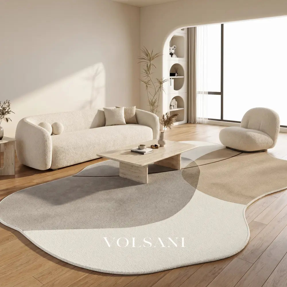 Irregular Plush Area Rug with Pebble Shape Washable Living Room & Bedroom Rug Non Slip Backing 7 Palettes 31-118in