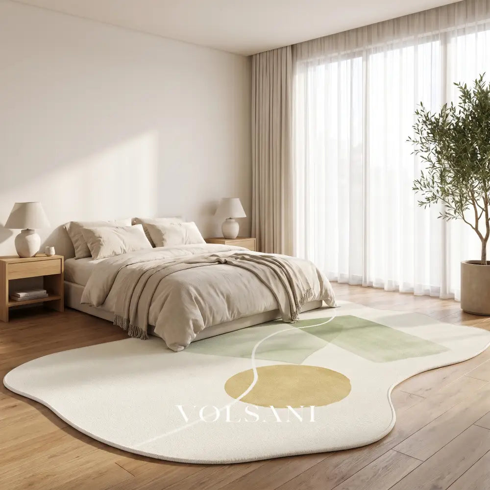 Irregular Plush Area Rug with Pebble Shape Washable Living Room & Bedroom Rug Non Slip Backing 7 Palettes 31-118in