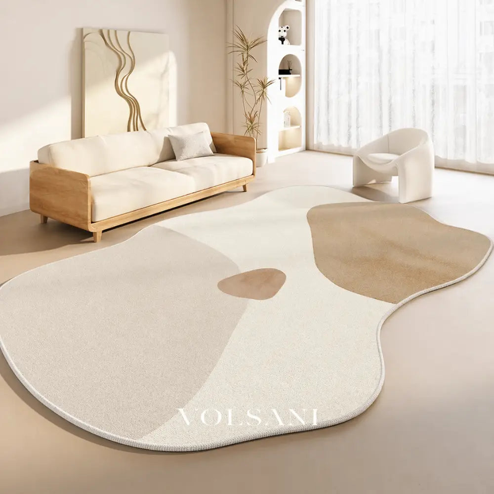 Irregular Plush Area Rug with Pebble Shape Washable Living Room & Bedroom Rug Non Slip Backing 7 Palettes 31-118in
