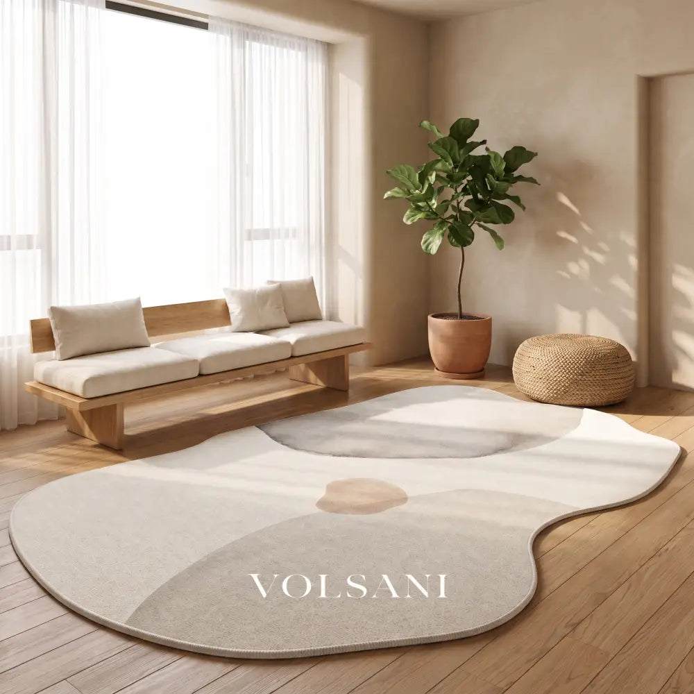 Irregular Plush Area Rug with Pebble Shape Washable Living Room & Bedroom Rug Non Slip Backing 7 Palettes 31-118in