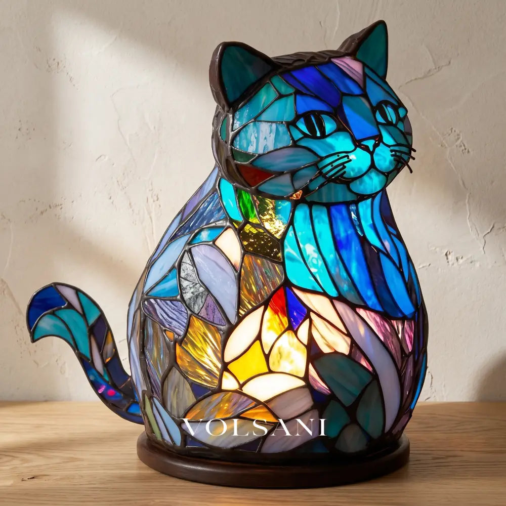 JOOR: LED Dierenlamp – Tafellamp in Glas-in-loodstijl (USB) - Volsani