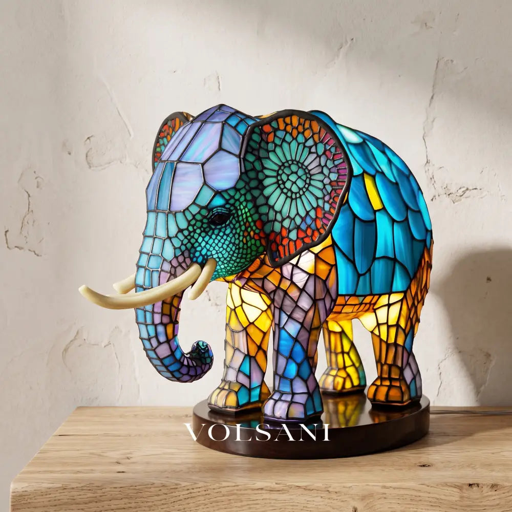 JOOR: LED Dierenlamp – Tafellamp in Glas-in-loodstijl (USB) - Volsani