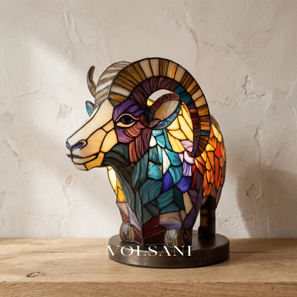 JOOR: LED Dierenlamp – Tafellamp in Glas-in-loodstijl (USB) - Volsani