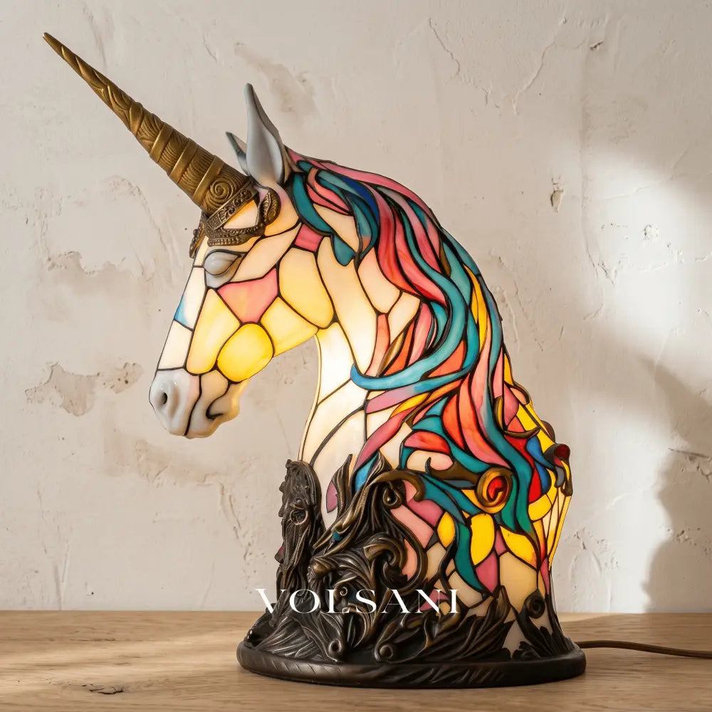 JOOR: LED Dierenlamp – Tafellamp in Glas-in-loodstijl (USB) - Volsani