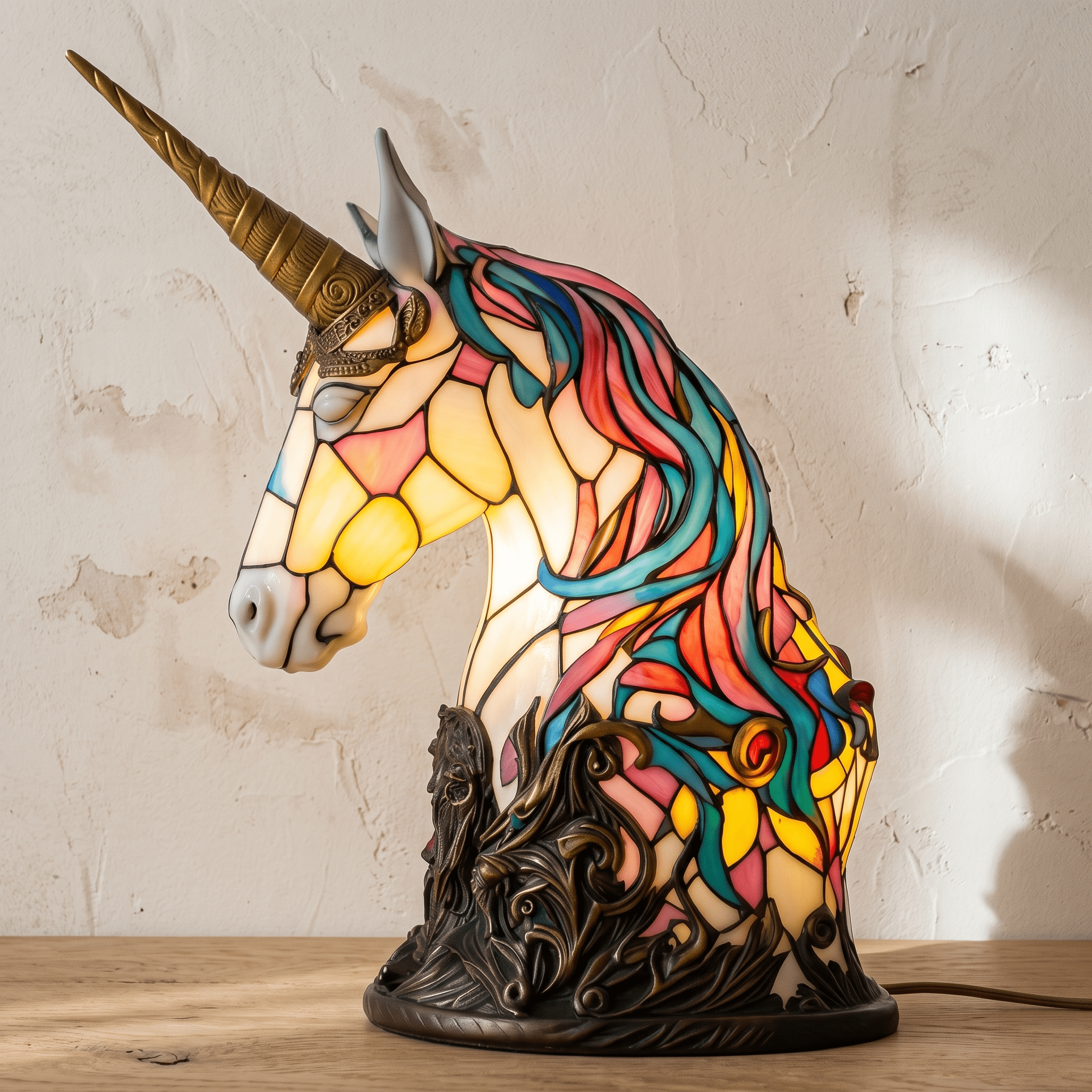 JOOR: LED Dierenlamp – Tafellamp in Glas-in-loodstijl (USB) - Volsani