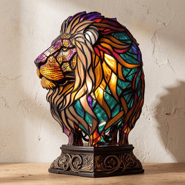 JOOR: LED Dierenlamp – Tafellamp in Glas-in-loodstijl (USB) - Volsani