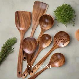 JOSJE: Teakhouten Keukengerei – Handgemaakte Set - Volsani