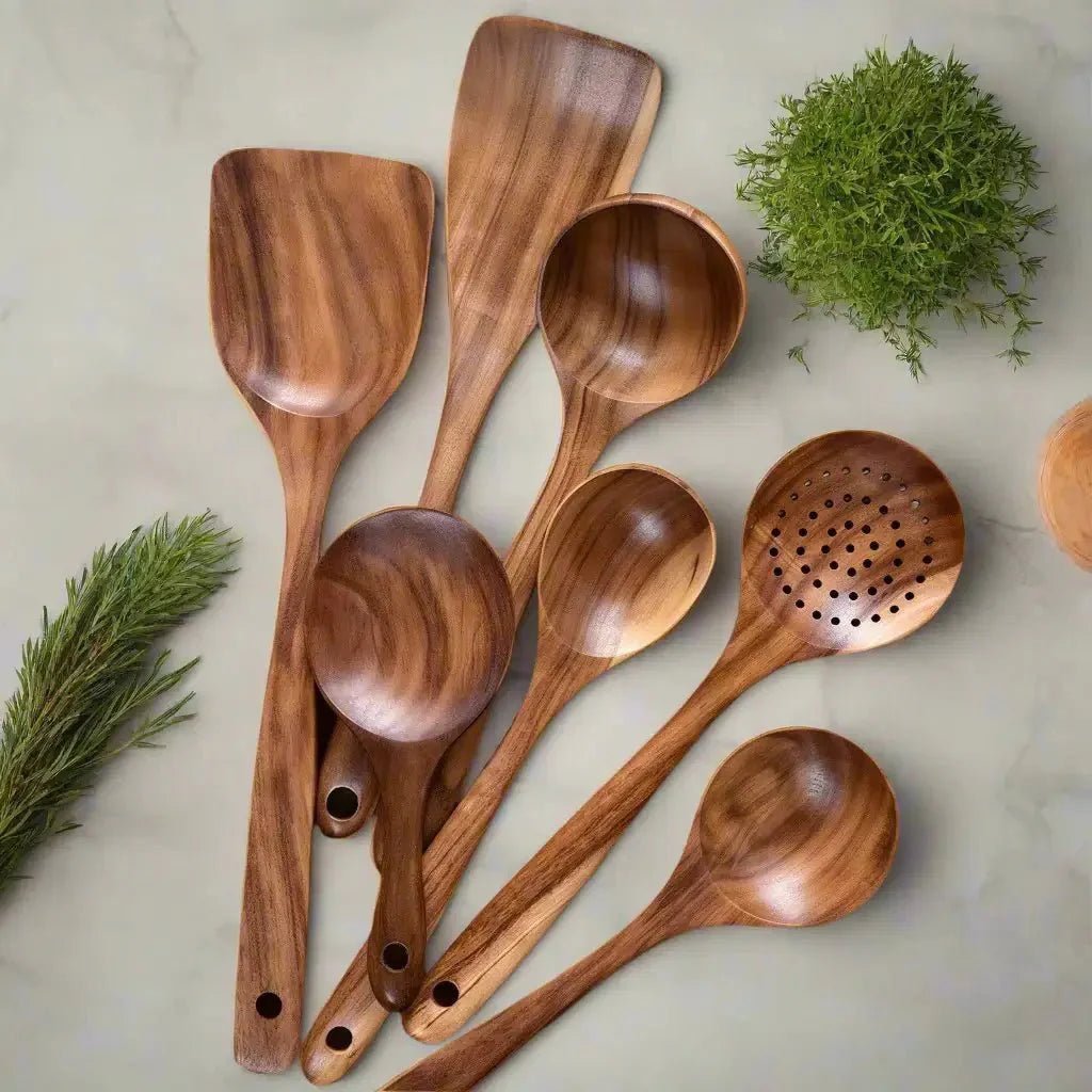 JOSJE: Teakhouten Keukengerei – Handgemaakte Set - Volsani