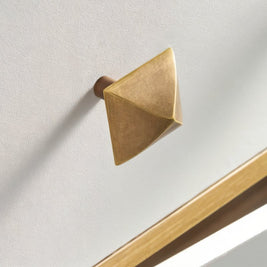 Solid Brass Pyramid Cabinet Knobs, Industrial Kitchen & Wardrobe Hardware, Angular Geometric Form, Set of 2 in 4 Colors, 1.2 x 1.3in