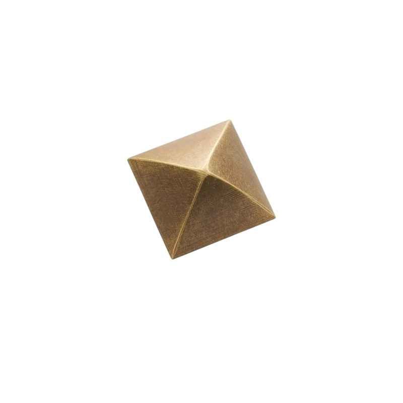 Solid Brass Pyramid Cabinet Knobs, Industrial Kitchen & Wardrobe Hardware, Angular Geometric Form, Set of 2 in 4 Colors, 1.2 x 1.3in