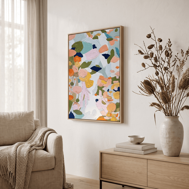 Kleurrijk Abstract Bloemenschilderij (Pastel) - Volsani