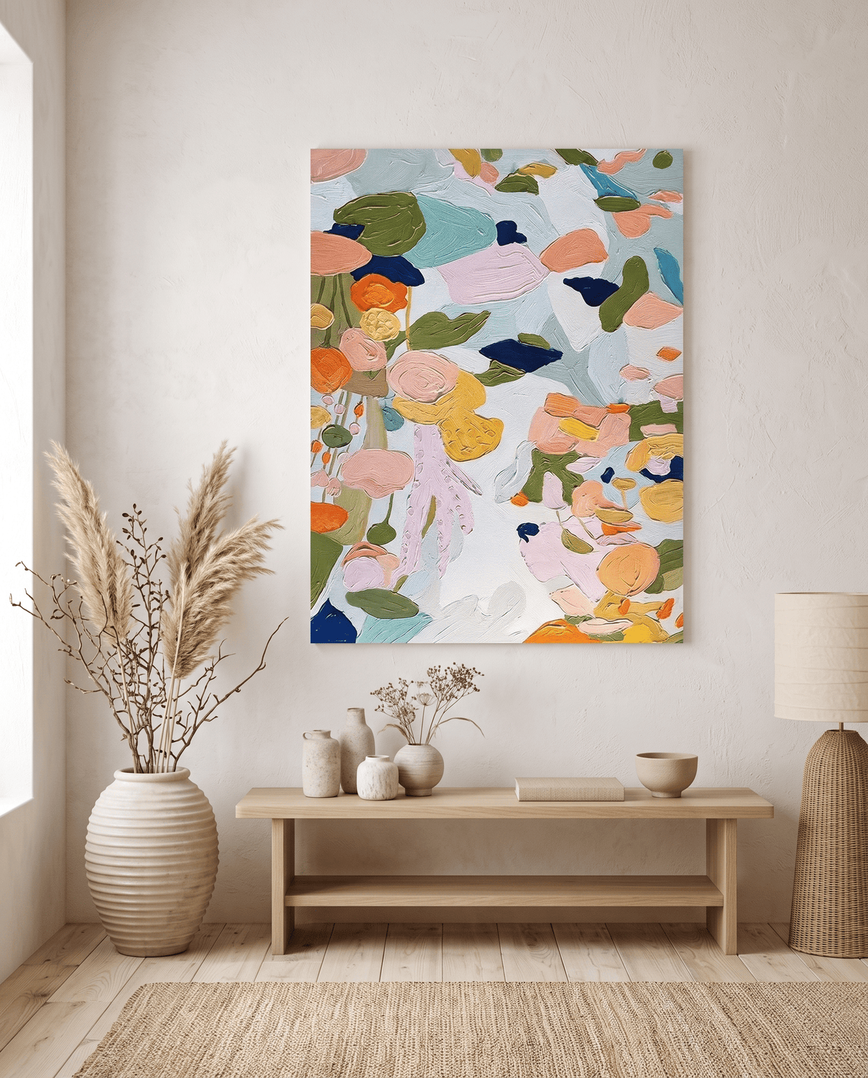 Kleurrijk Abstract Bloemenschilderij (Pastel) - Volsani