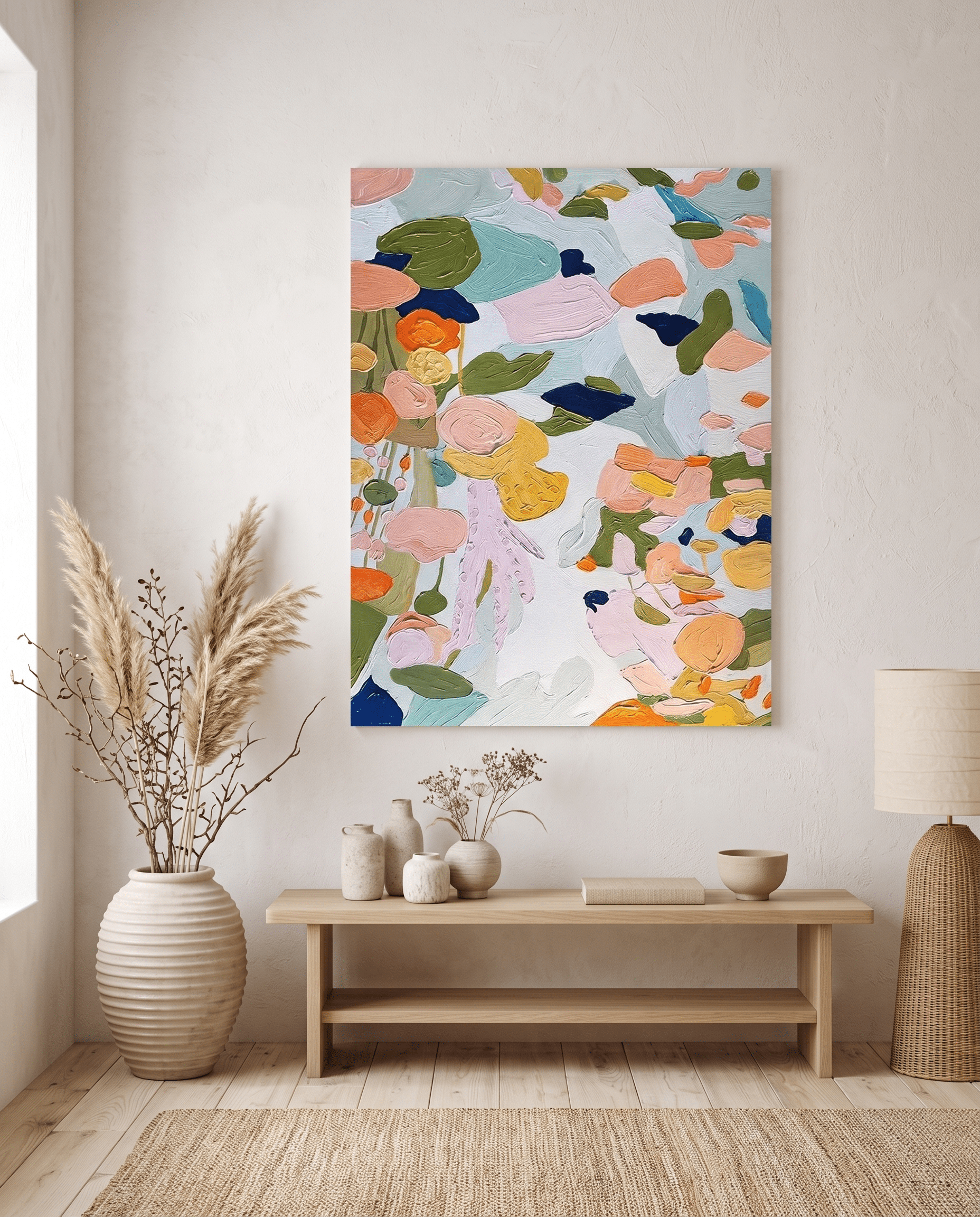 Kleurrijk Abstract Bloemenschilderij (Pastel) - Volsani