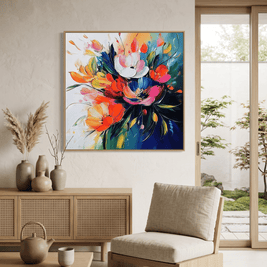 Kleurrijk Bloemenboeket – Levendig Abstract Bloemschilderij - Volsani