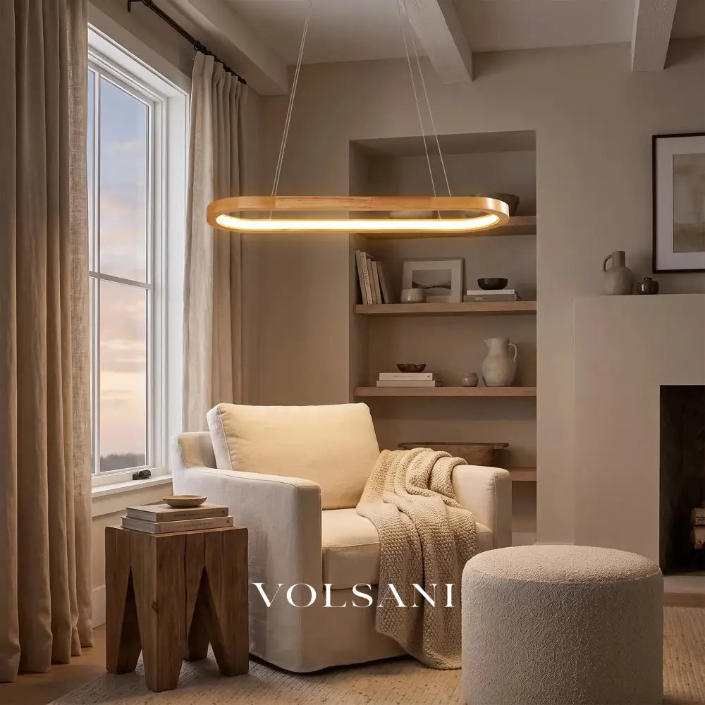 KOEN: Ovale Houten Hanglamp - Volsani