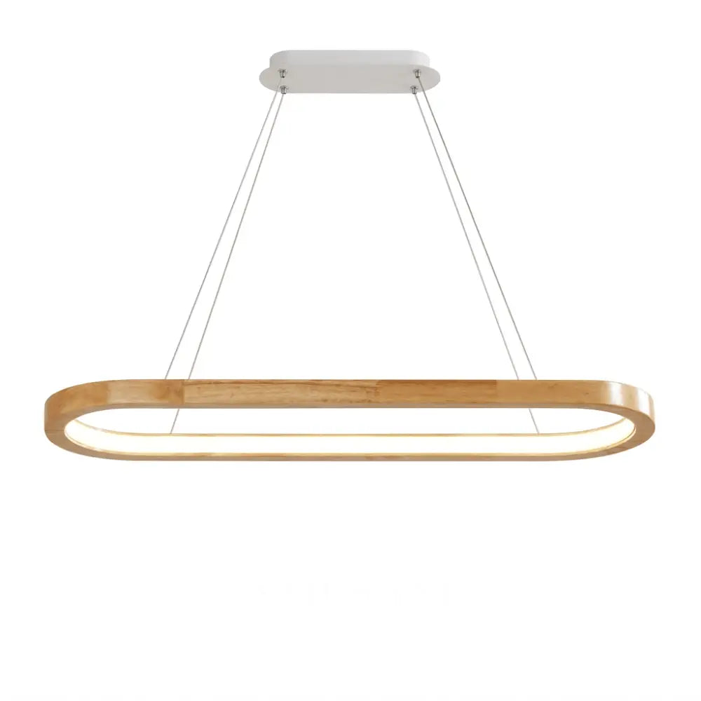 Oval wooden pendant lamp on a white background