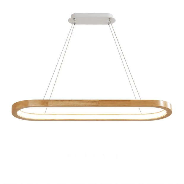 Oval wooden pendant lamp on a white background
