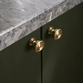 Brass Cabinet Knobs & Pull Bars, Classic Kitchen & Dresser Cabinet Hardware, Tapered Spindle Finials, Set of 2 Pieces, 1-6.2in