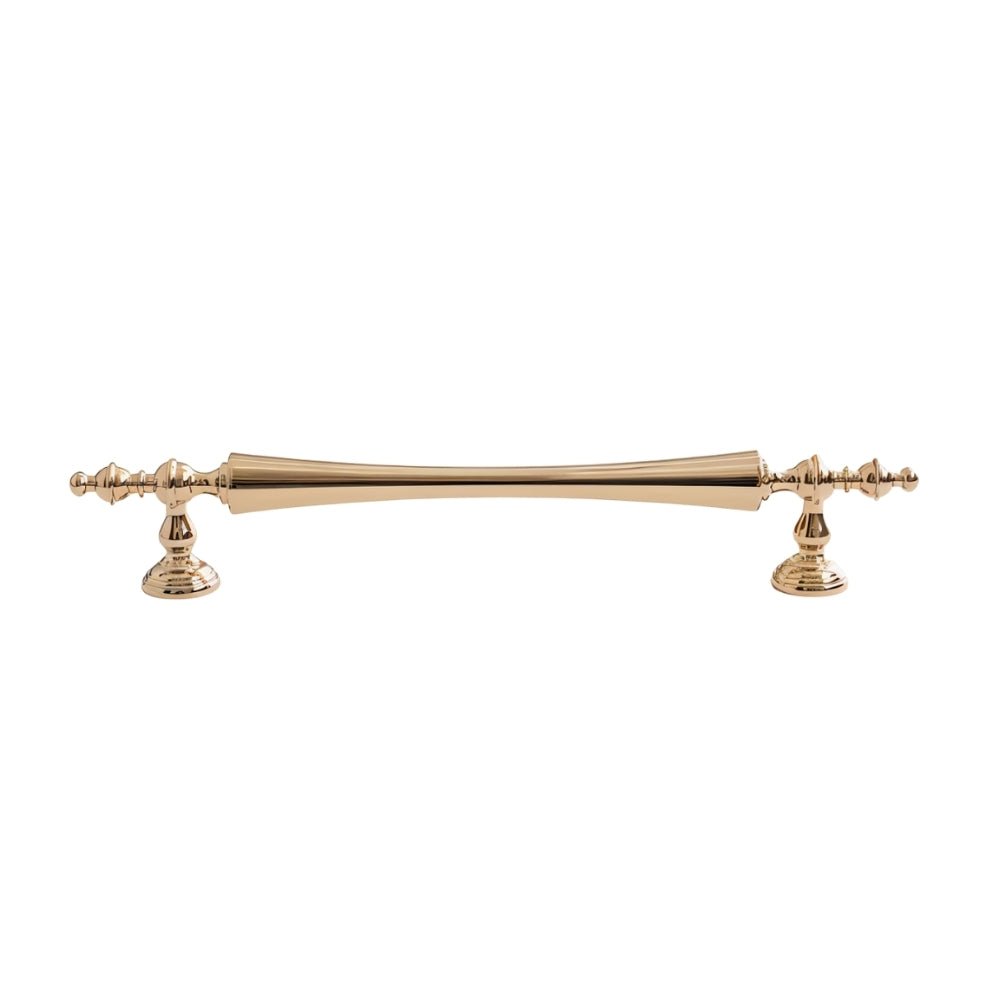 Brass Cabinet Knobs & Pull Bars, Classic Kitchen & Dresser Cabinet Hardware, Tapered Spindle Finials, Set of 2 Pieces, 1-6.2in