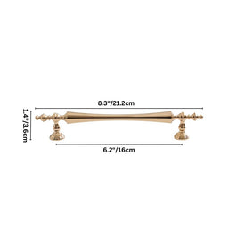 Brass Cabinet Knobs & Pull Bars, Classic Kitchen & Dresser Cabinet Hardware, Tapered Spindle Finials, Set of 2 Pieces, 1-6.2in