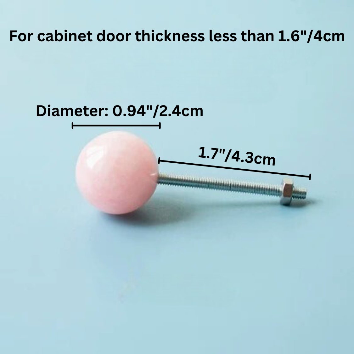 Translucent Crystal Ball Cabinet Knobs, Modern Kitchen & Kids Wardrobe Hardware, 2 Screw Lengths, Set of 2, 0.94in