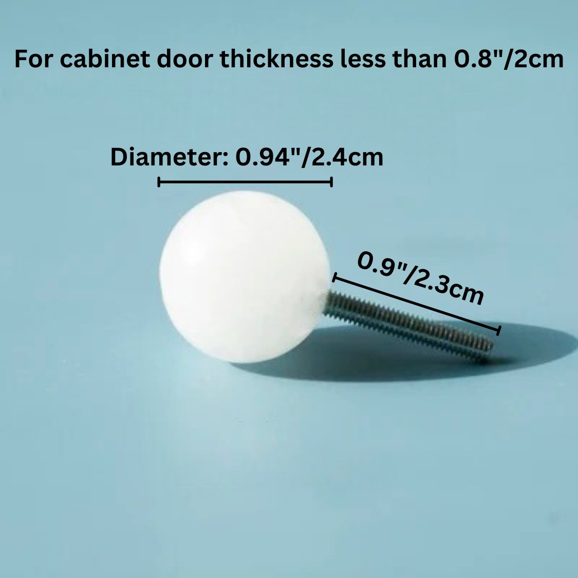 Translucent Crystal Ball Cabinet Knobs, Modern Kitchen & Kids Wardrobe Hardware, 2 Screw Lengths, Set of 2, 0.94in