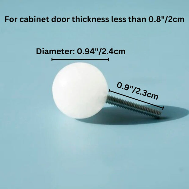 Translucent Crystal Ball Cabinet Knobs, Modern Kitchen & Kids Wardrobe Hardware, 2 Screw Lengths, Set of 2, 0.94in