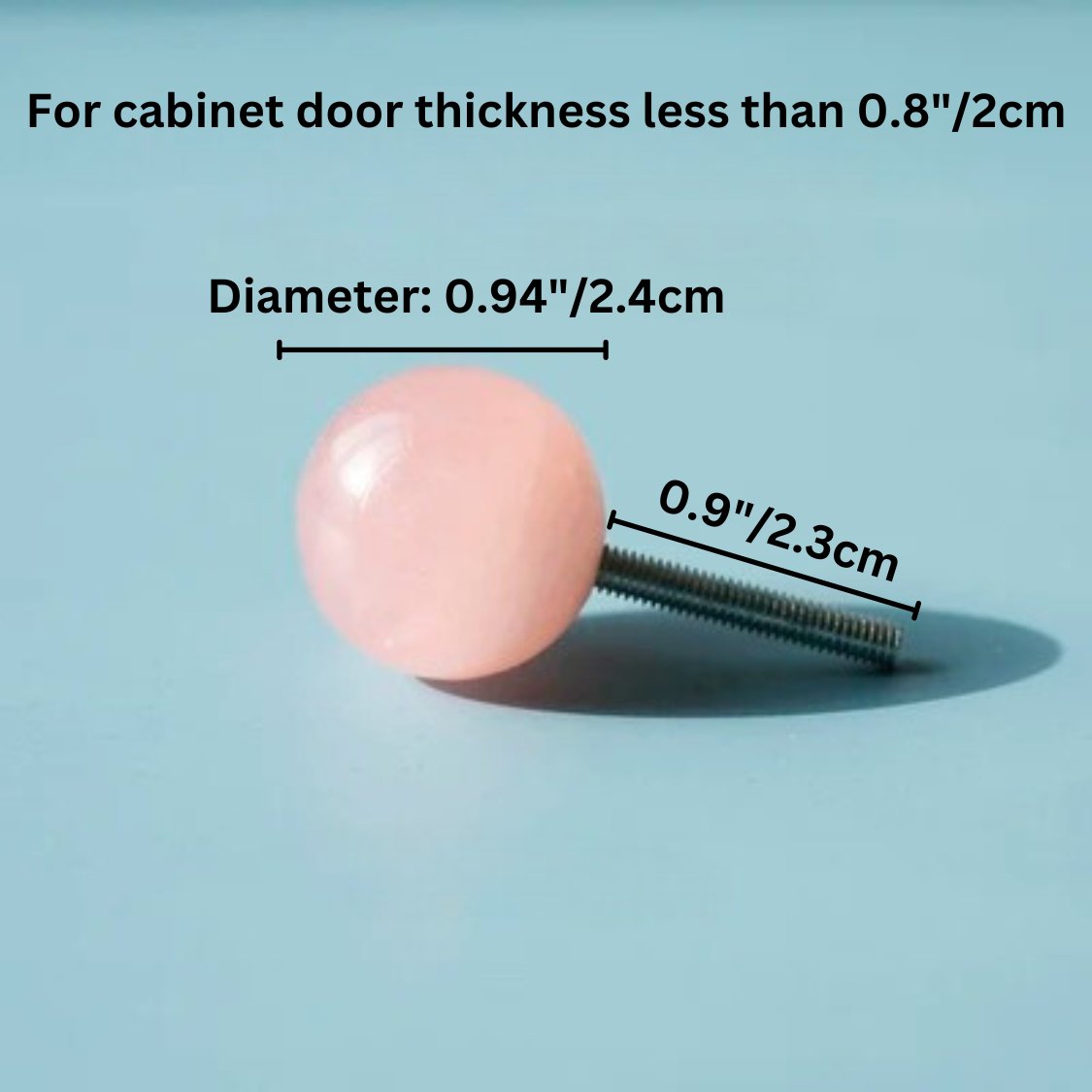 Translucent Crystal Ball Cabinet Knobs, Modern Kitchen & Kids Wardrobe Hardware, 2 Screw Lengths, Set of 2, 0.94in