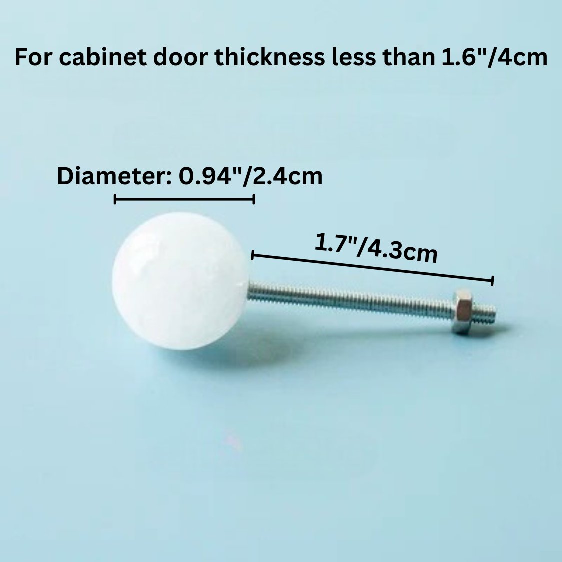Translucent Crystal Ball Cabinet Knobs, Modern Kitchen & Kids Wardrobe Hardware, 2 Screw Lengths, Set of 2, 0.94in
