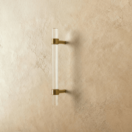 Transparent Acrylic & Brass Cabinet Knobs & Pull Bars, Modern Kitchen & Wardrobe Hardware, Black White or Brass, Set of 2, 2-12.6in