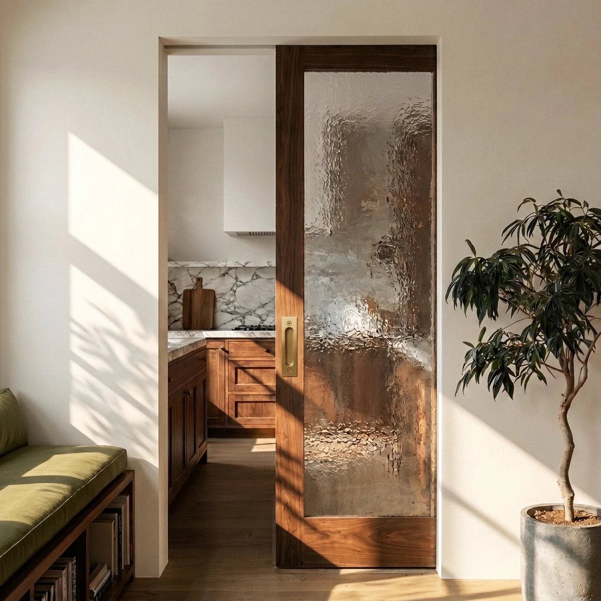 Brass Barn Door Handle, Modern Sliding & Closet Door Hardware, Ergonomic Push & Pull Grip, 2 Finish Options, 10.8 x 2.1in
