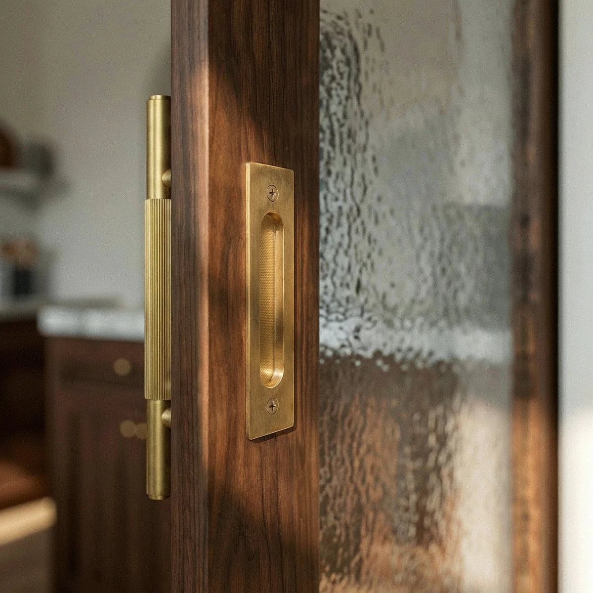 Brass Barn Door Handle, Modern Sliding & Closet Door Hardware, Ergonomic Push & Pull Grip, 2 Finish Options, 10.8 x 2.1in