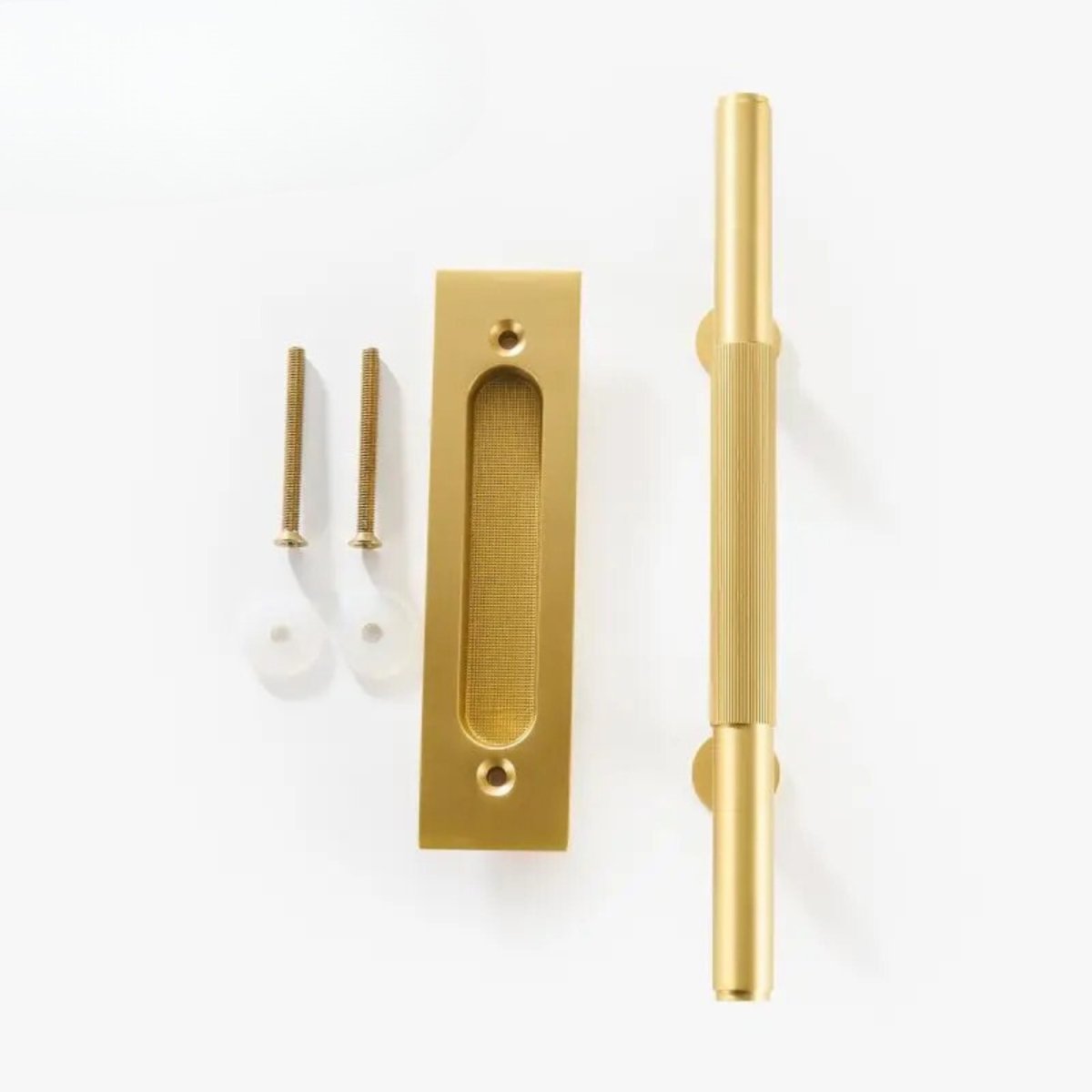 Brass Barn Door Handle, Modern Sliding & Closet Door Hardware, Ergonomic Push & Pull Grip, 2 Finish Options, 10.8 x 2.1in