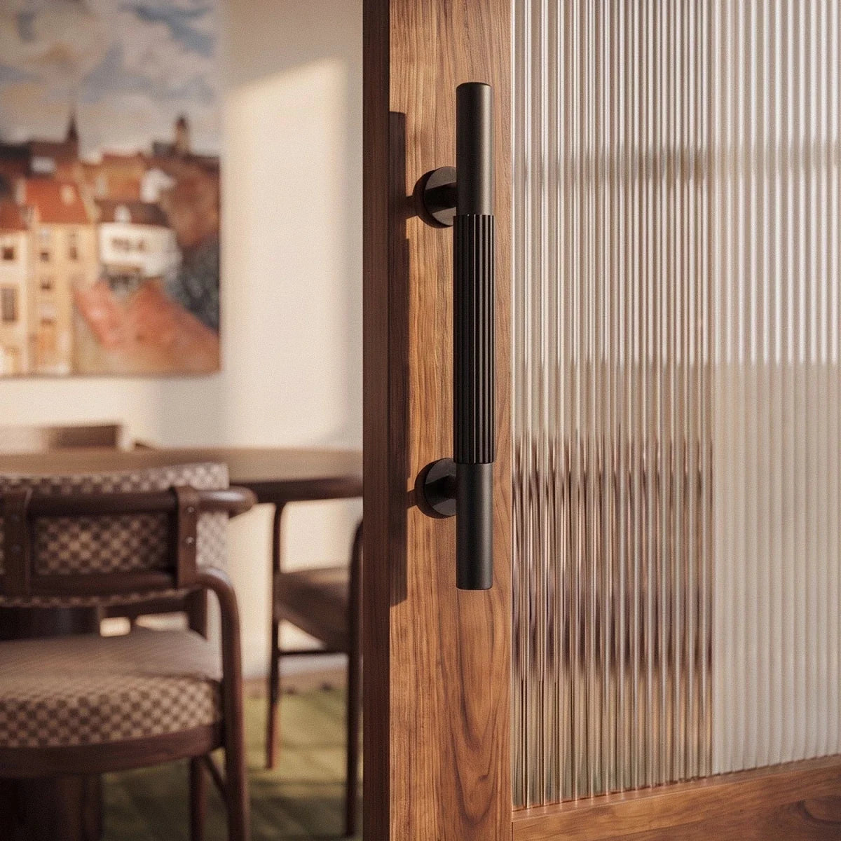 Brass Barn Door Handle, Modern Sliding & Closet Door Hardware, Ergonomic Push & Pull Grip, 2 Finish Options, 10.8 x 2.1in