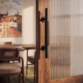 Brass Barn Door Handle, Modern Sliding & Closet Door Hardware, Ergonomic Push & Pull Grip, 2 Finish Options, 10.8 x 2.1in