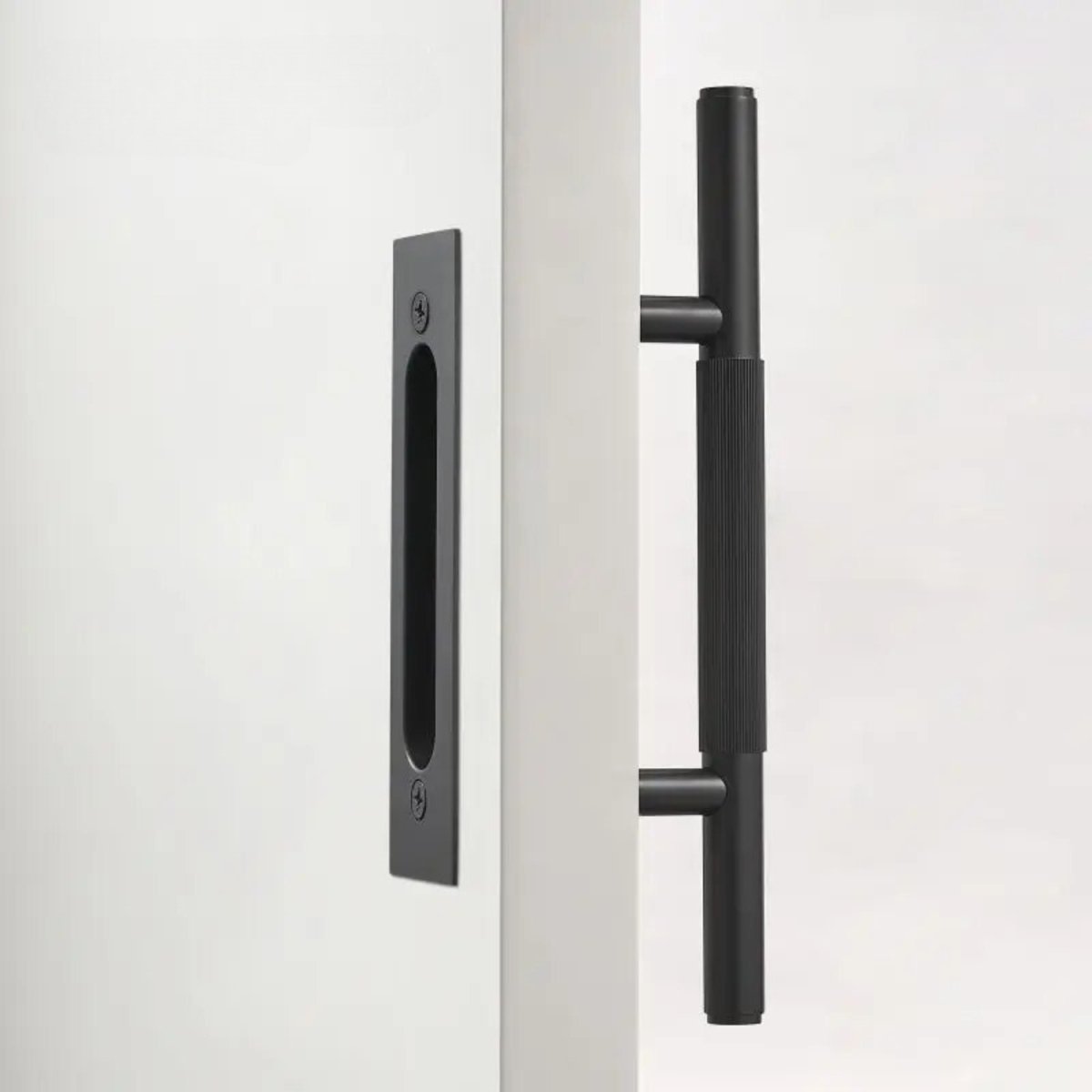 Brass Barn Door Handle, Modern Sliding & Closet Door Hardware, Ergonomic Push & Pull Grip, 2 Finish Options, 10.8 x 2.1in