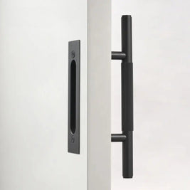 Brass Barn Door Handle, Modern Sliding & Closet Door Hardware, Ergonomic Push & Pull Grip, 2 Finish Options, 10.8 x 2.1in