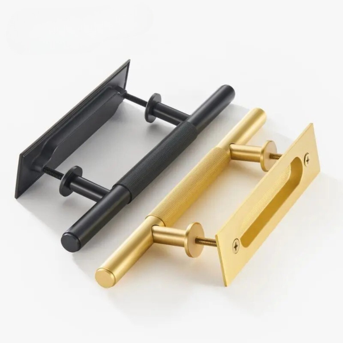 Brass Barn Door Handle, Modern Sliding & Closet Door Hardware, Ergonomic Push & Pull Grip, 2 Finish Options, 10.8 x 2.1in