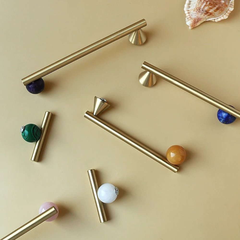 Crystal Ball Cabinet Knobs & Drawer Pulls, Modern Kitchen & Bathroom Hardware, Rust-Resistant Brass Surface, Set of 2, 2.2-7.6in