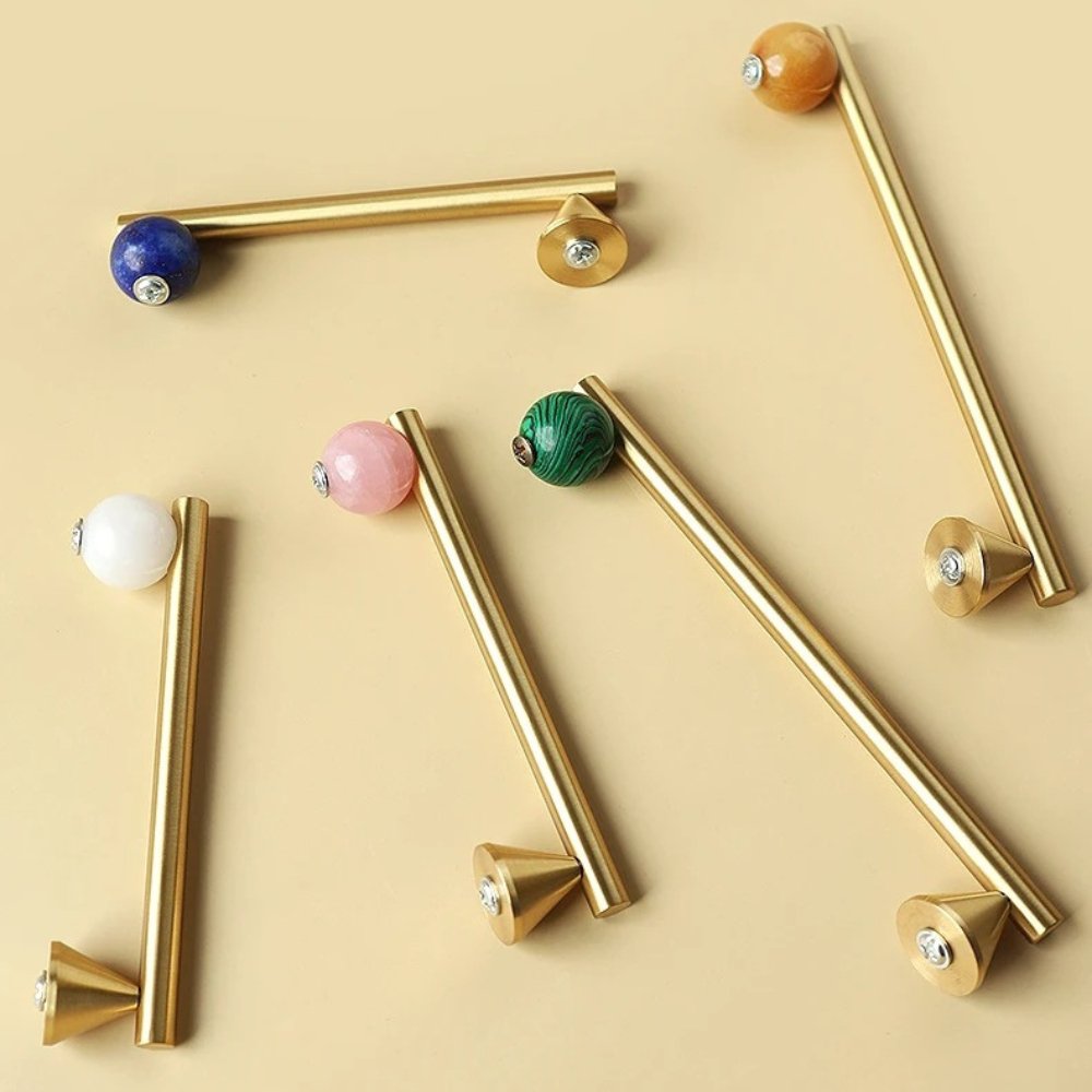 Crystal Ball Cabinet Knobs & Drawer Pulls, Modern Kitchen & Bathroom Hardware, Rust-Resistant Brass Surface, Set of 2, 2.2-7.6in