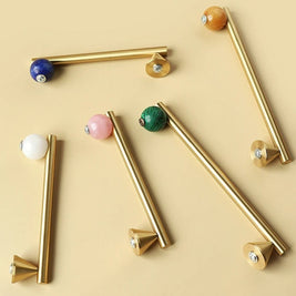 Crystal Ball Cabinet Knobs & Drawer Pulls, Modern Kitchen & Bathroom Hardware, Rust-Resistant Brass Surface, Set of 2, 2.2-7.6in