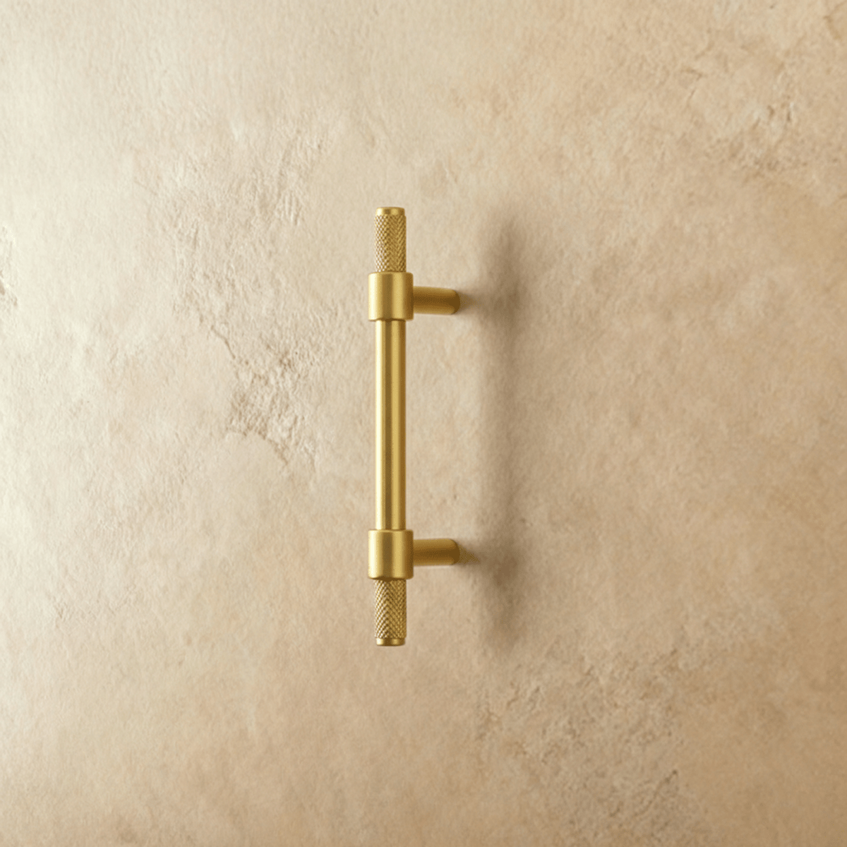 Knurled Solid Brass Cabinet Knobs & Drawer Pull Bars, Modern Kitchen & Wardrobe Hardware, Brushed Finish, Set of 2, 2.6-5in