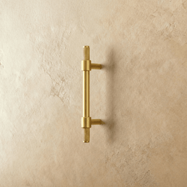 Knurled Solid Brass Cabinet Knobs & Drawer Pull Bars, Modern Kitchen & Wardrobe Hardware, Brushed Finish, Set of 2, 2.6-5in